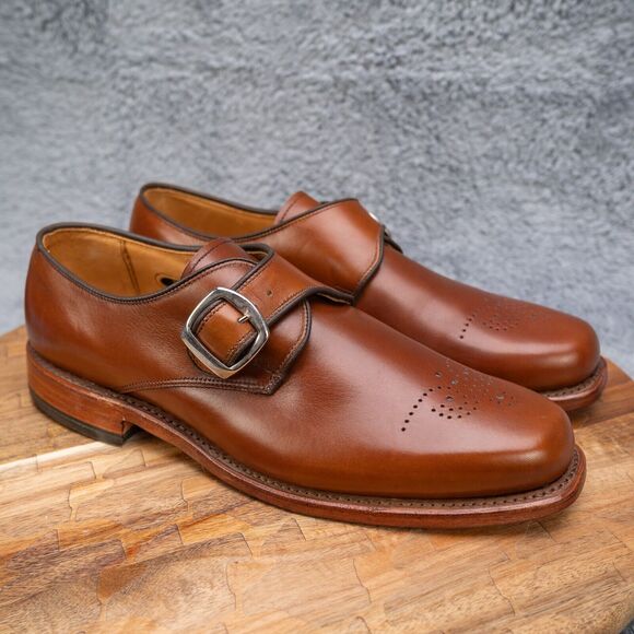 Allen Edmonds Shoes USA Holt Men’s Buttery Brown Leather Size 8 D Dress Monks